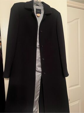 NWOT Vintage J. Crew Lady Day Coat Black Wool 90s Deadstock 43541, Size 2P
